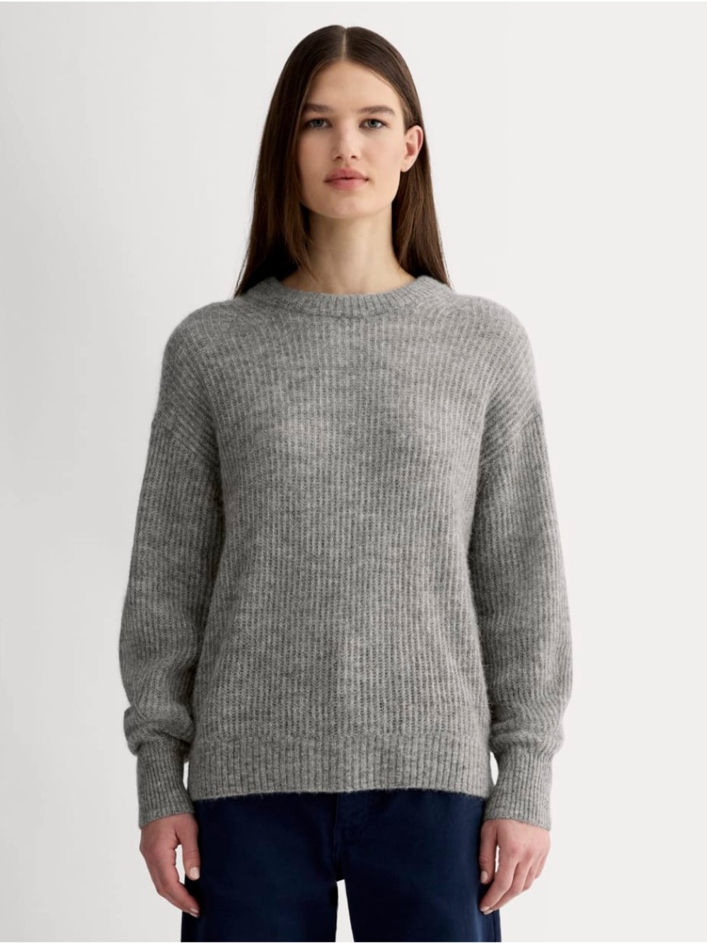 Everlane light gray ribbed knit sweater Alpaca merino blend XS